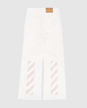 Off-White Дитячі джинси кольору айворі з принтом логотипа 44GYB002S26D001