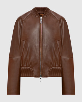 Max Mara Sportmax Коричневий шкіряний бомбер AMOUR SPXAMOUR