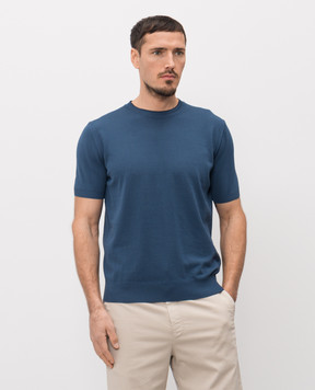 Canali Синя футболка з бавовни MK02460C1161