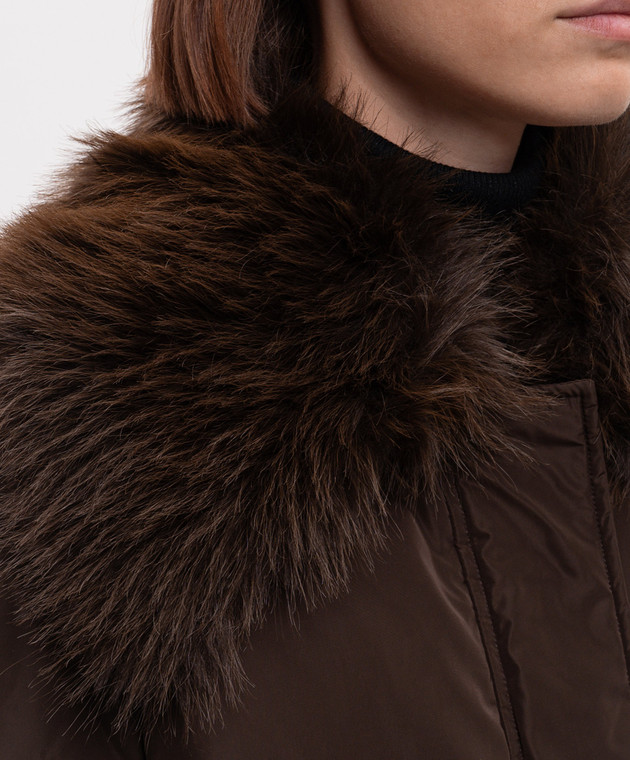 Twinset Коричневый удлиненный пуховик 262TP2363 изображение 5