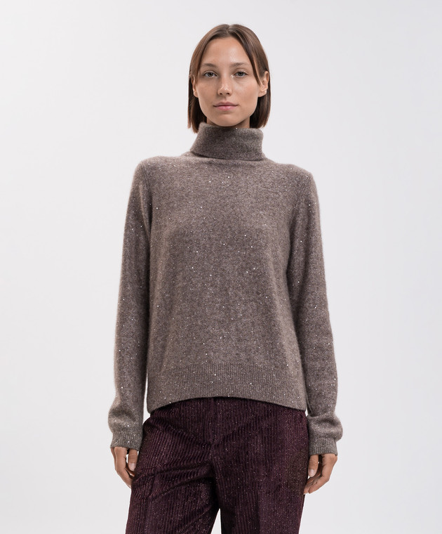 Allude Коричневий светр з кашеміру та шовку з паєтками 26577102 зображення 3