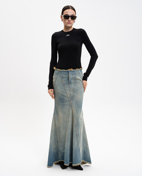 Off-White Черный лонгслив с логотипом 2AD136C99JER004