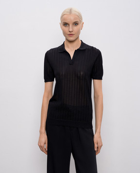 Kiton Черное поло из шелка в узор D61786K0920H