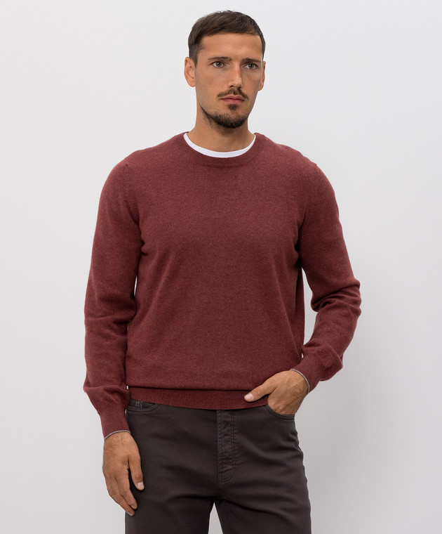 Brunello Cucinelli Джемпер из кашемира бордового цвета M2200100 изображение 3