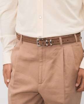 Brunello Cucinelli Коричневый замшевый ремень с брендовым тиснением MAUAS253P