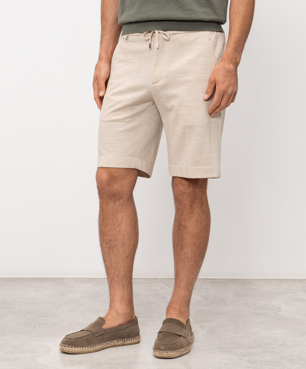 Stefano Ricci Бежевые шорты из шерсти и шелка M1T6100332CM10HA изображение 3