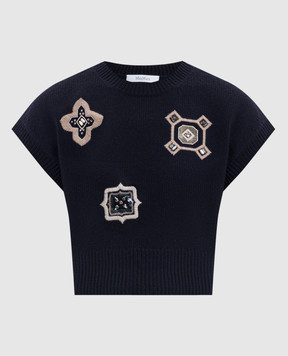 Max Mara Синій светр MXMANFORA з короткими рукавами MXMANFORA