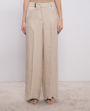 Peserico Бежеві штани з льону з патчем A0404002606