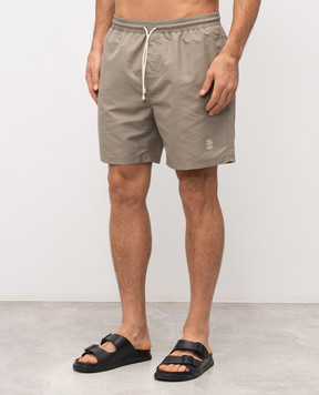 Brunello Cucinelli Шорты для плавания цвета хаки с логотипом логотип MW817043