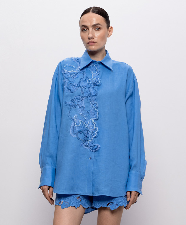 Ermanno Scervino Life Блакитна сорочка з льону D484K305ZQR зображення 2