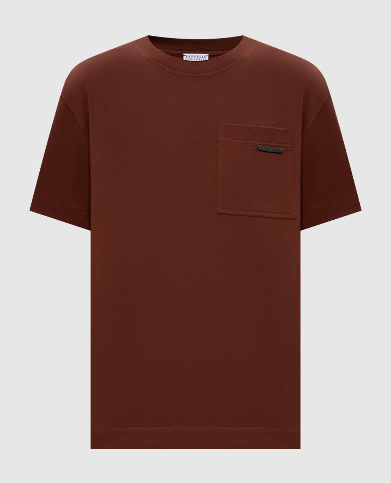 Коричневая футболка с карманом