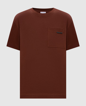 Brunello Cucinelli Коричнева футболка з кишенею M0T81EC710