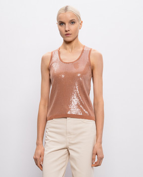 Twinset Коричневий топ з паєтками 261TP3301
