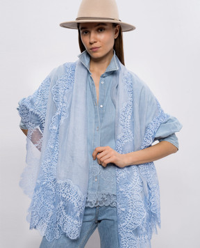 Ermanno Scervino Блакитний шарф з кашеміру з мереживом D485R302APQBV
