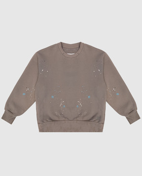 Maison Margiela MM6 Дитячий коричневий світшот з принтом у вигляді плям фарби M61006MM07K