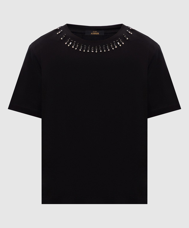 Twinset Черная футболка с кристаллами 262AP2480