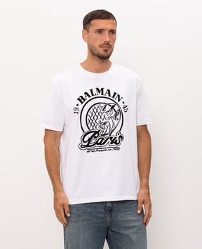 Balmain Белая футболка с фактурным принтом HH1EG000BD68