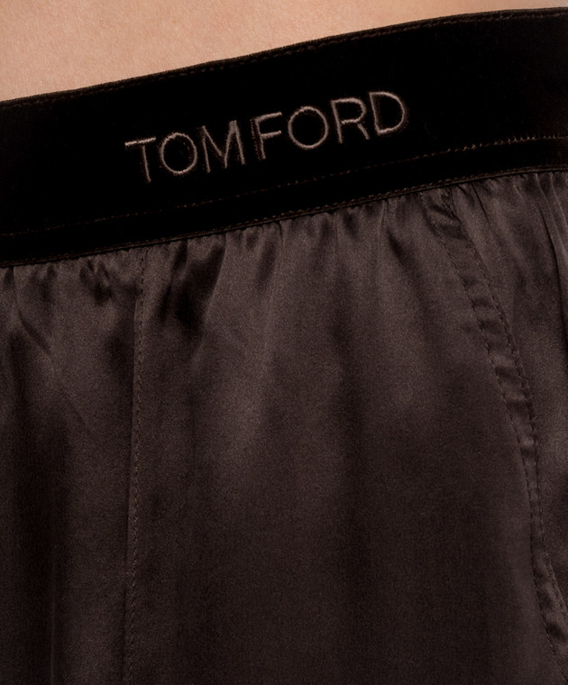 Tom Ford Коричневые брюки из шелка PAW683FAX1720 изображение 5