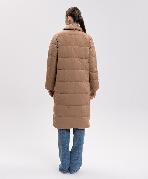 Twinset Коричневая двубортная удлиненная куртка 262TP2640 изображение 4