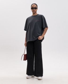 Off-White Сіра футболка з принтом Cut Here 2FA00439T