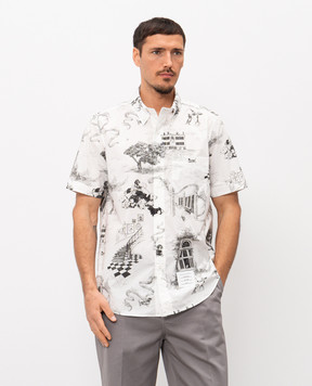 Thom Browne Біла сорочка в принт Toile MWS239AF1127