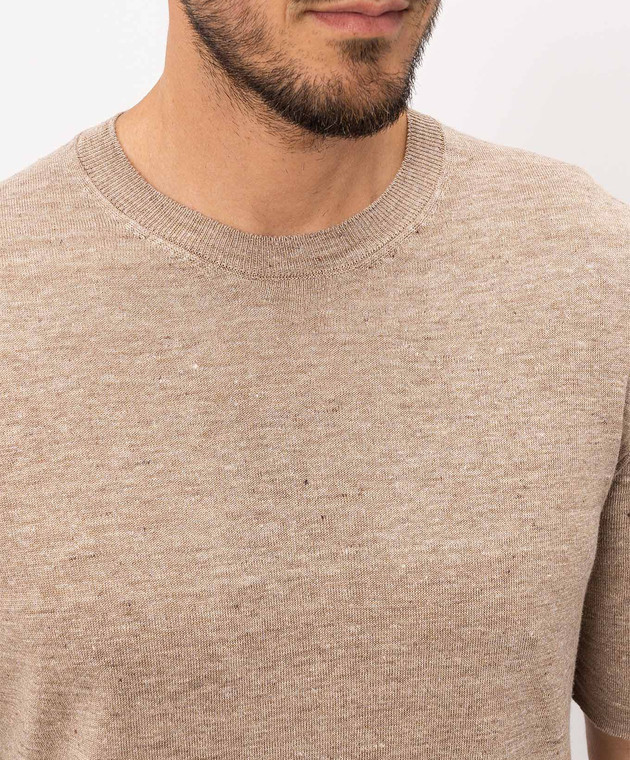 Cashmere&Whiskey Футболка бежевого кольору з льону та шовку M54268085 зображення 4