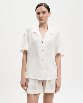 Asceno Белая рубашка Prague из льна T022F06C78