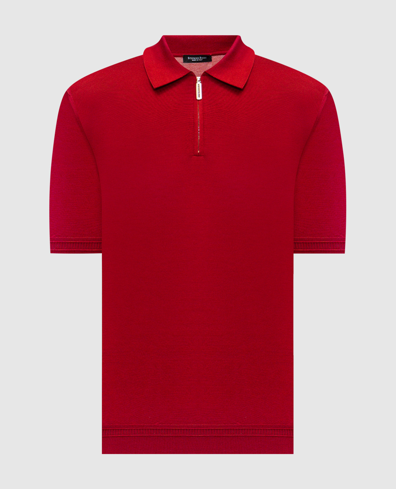 Бордовое поло из шелка с вышивкой логотипа монограммы