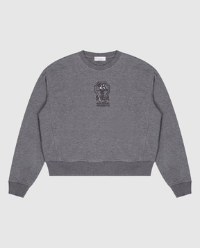 Brunello Cucinelli Детский серый свитшот с фактурной вышивкой BN05NE451B