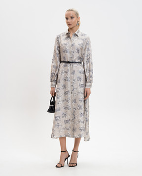 Max Mara Бежевое платье-рубашка MXMCARBONE из шелка MXMCARBONE