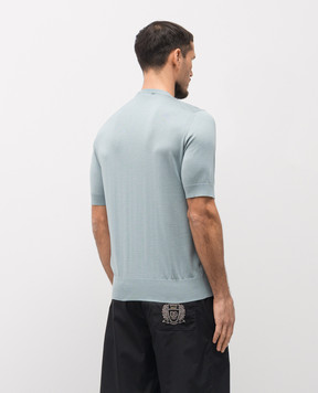 Dolce&Gabbana Блакитна футболка із шовку GXX03ZJBSO5