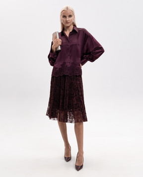 Ermanno Scervino Бордова блуза із шовку з мереживом D492K396APNXE