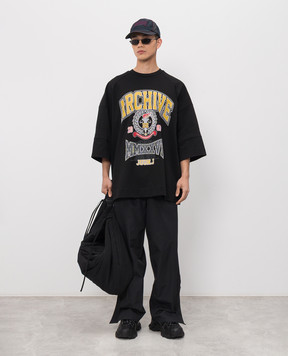 Juun.j Чорна футболка Max Fit з принтом JC6342P005