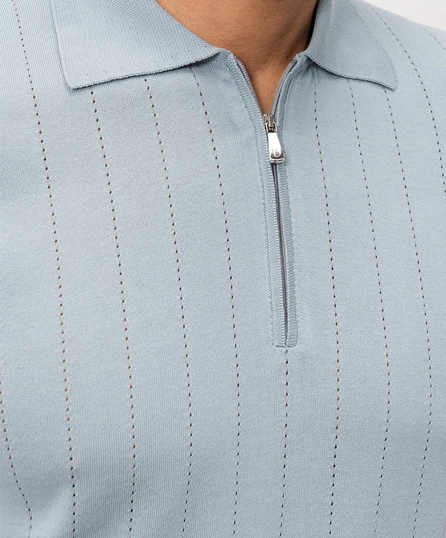 Bilancioni Блакитне поло в перфоровану смужку BE26M5PZF5 зображення 5