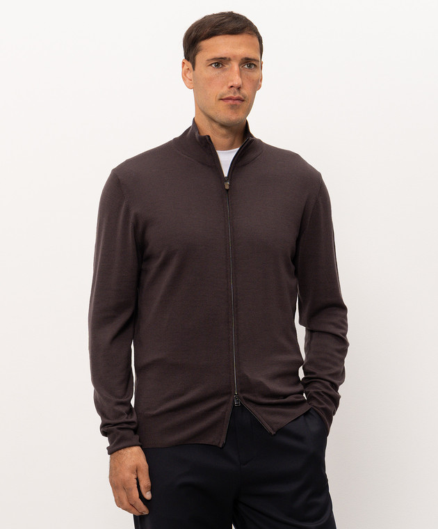 Canali Коричневий кардиган з вовни MK01149C0022 зображення 3