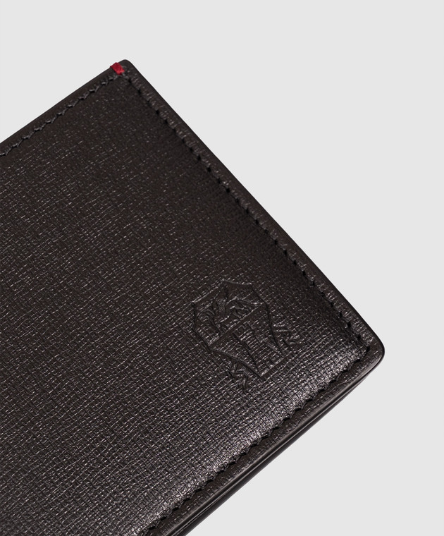 Brunello Cucinelli Кожаный портмоне черного цвета с тиснением эмблемы MWRLBU006 изображение 4