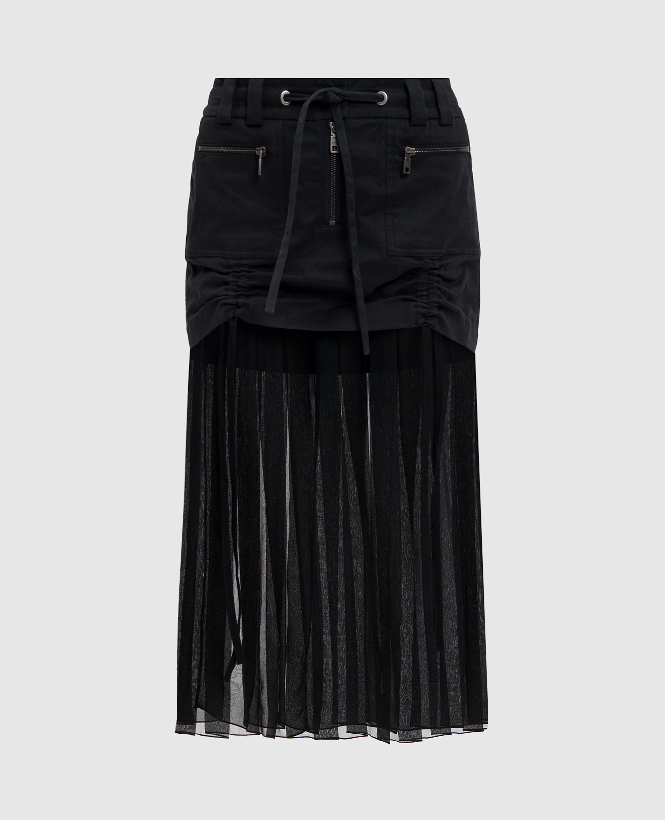 

Черная юбка миди с шелком, Черный, Юбки прямые