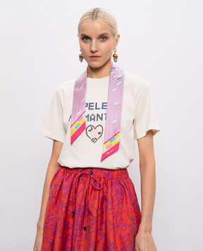 Santoni Рожева стрічка-твіллі із шовку в брендовий принт AWFLC0030XXXAOE