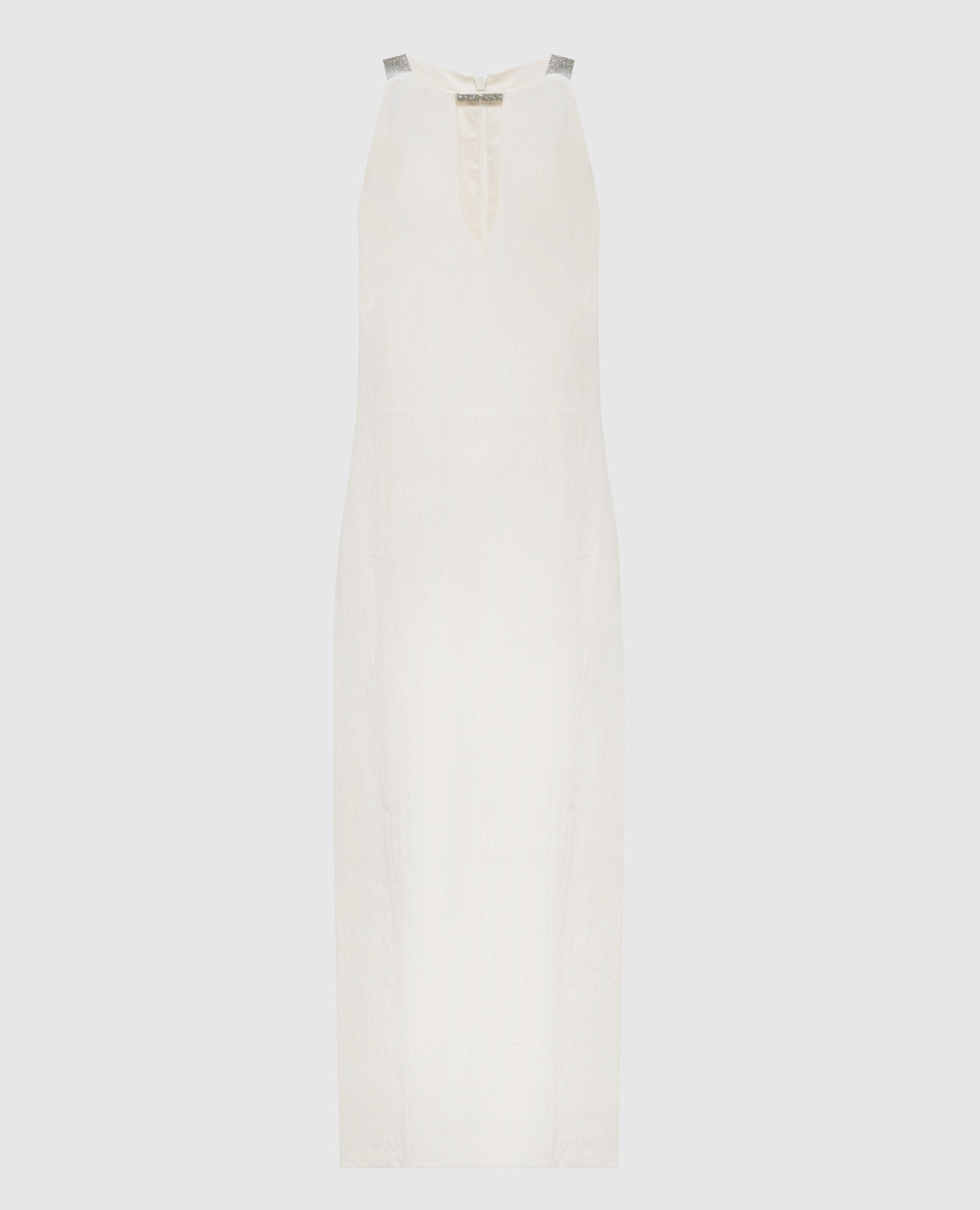 

Бежевое платье миди из льна, Бежевый, Повседневные платья