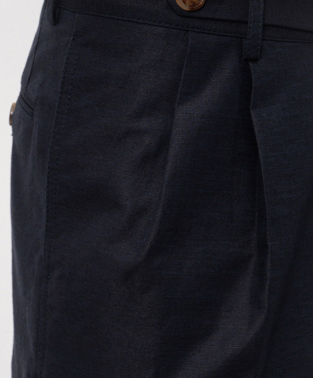Brunello Cucinelli Темно-сині бермуди з льоном MH262G0620 зображення 5