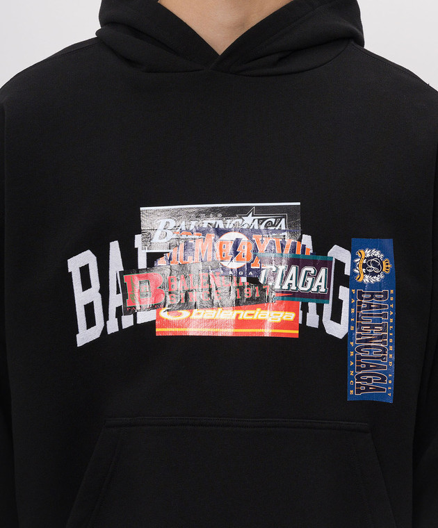Balenciaga Чорне худі Bumper Stickers 871956TUVS8 зображення 5