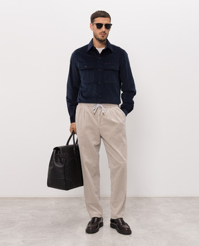 ISAIA Синяя вельветовая рубашка OSH009P9130