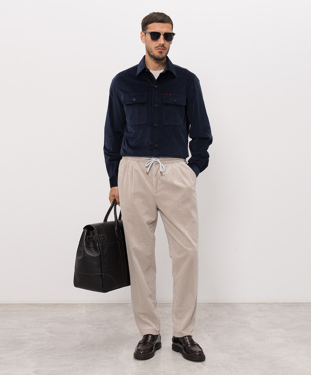 ISAIA Синя вельветова сорочка OSH009P9130 зображення 2