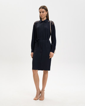 Twinset Синя сукня-сорочка з мереживом 261TP2590