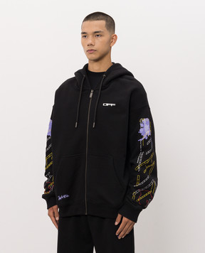 Off-White Черная спортивная куртка с принтом эмблемы Arrow Archigeography 44MBE015F26F003