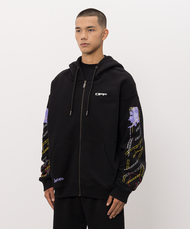 Off-White Черная спортивная куртка с принтом эмблемы Arrow Archigeography 44MBE015F26F003 изображение 3