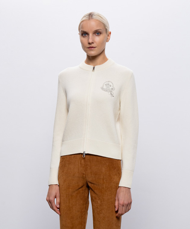 Moncler Кардиган кольору айворі з вовни і кашеміру L20939B00065M4281 зображення 3
