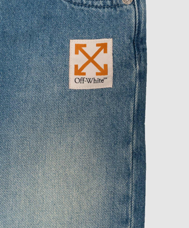 Off-White Дитячі сині джинси з ефектом потертості 44GYB001F26D001 зображення 3