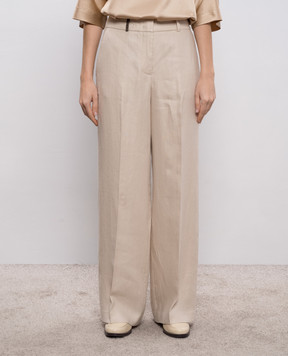 Peserico Бежеві штани з льону з брендовим патчем A0433502606