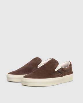 Tom Ford Коричневые замшевые слипоны Jude с перфорацией J1368ICL124N